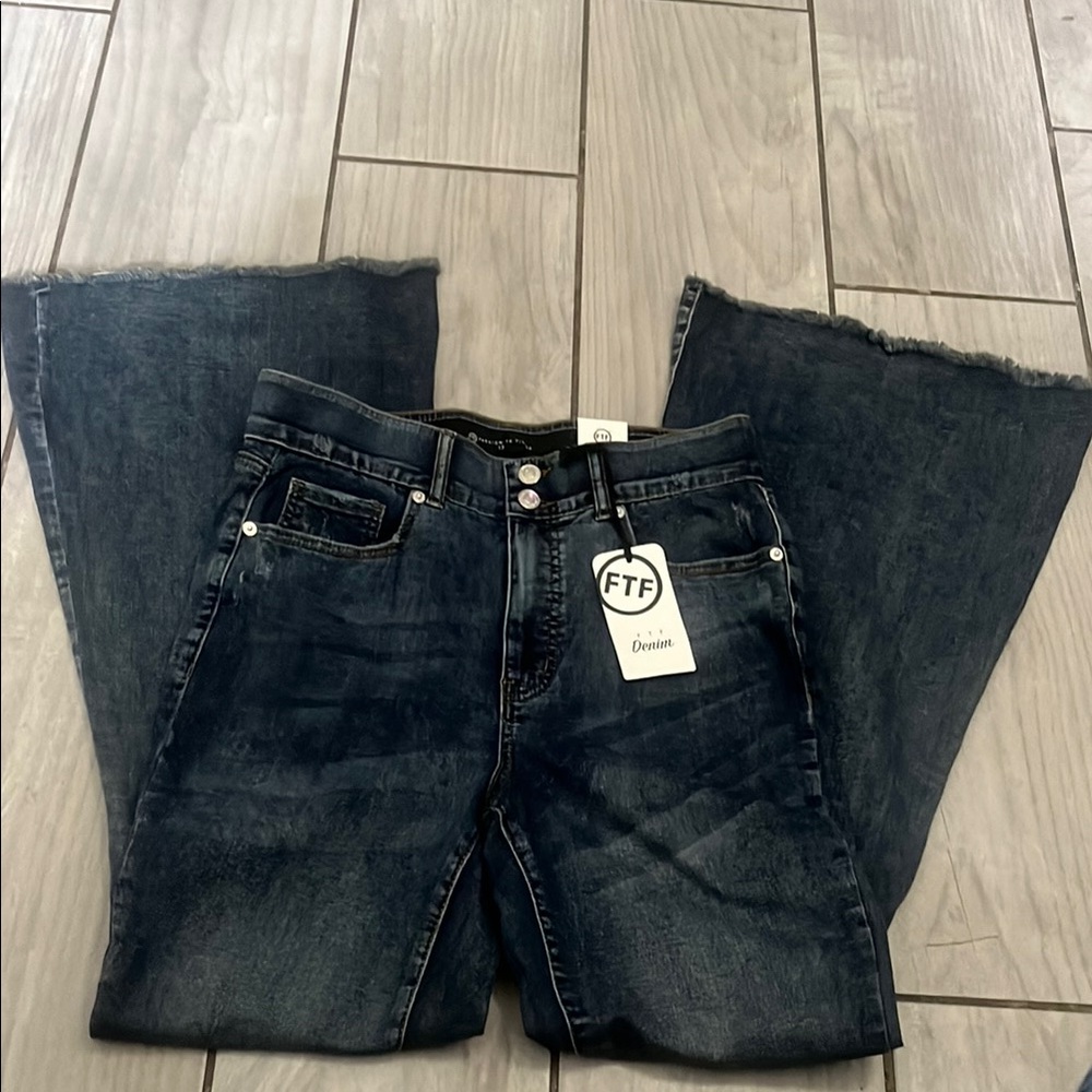 Fashion to Figure Blue Flare Wide Leg Jeans